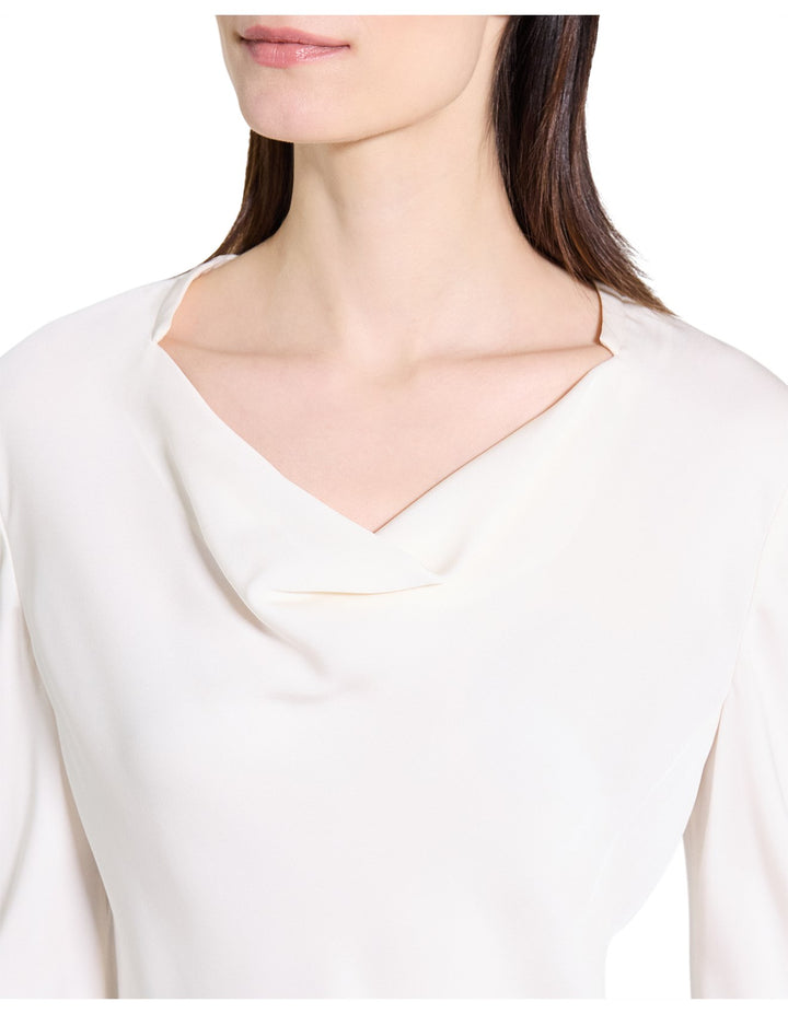 Draped Long-Sleeve Silk Blouse