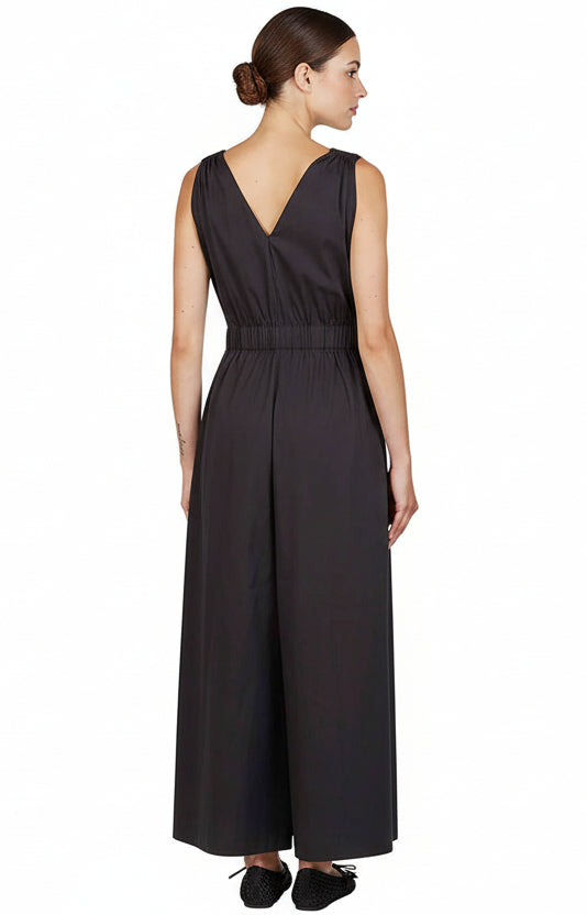 Sleeveless V Neck A Line Dress - Nero