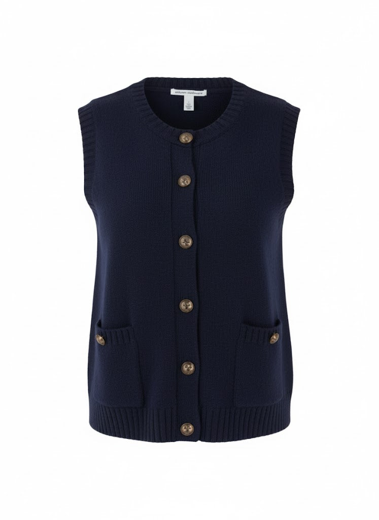 Button Front Vest with Pockets