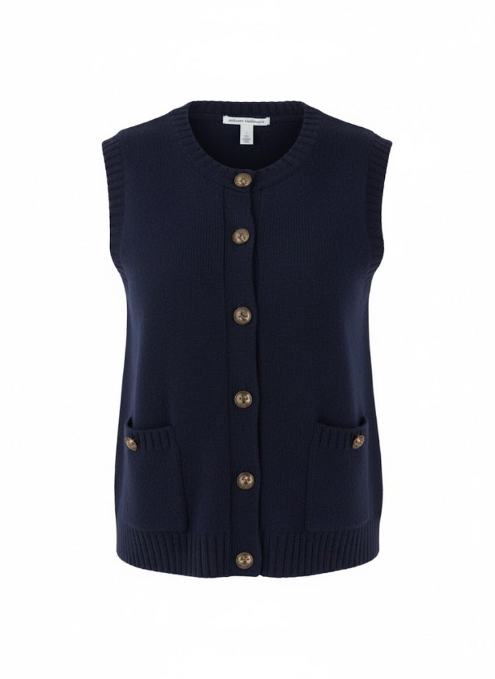 Button Front Vest with Pockets