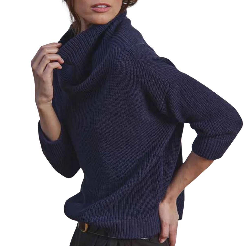 Half Cardigan Stitch Funnel Neck