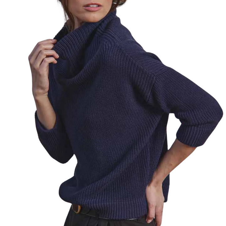Half Cardigan Stitch Funnel Neck