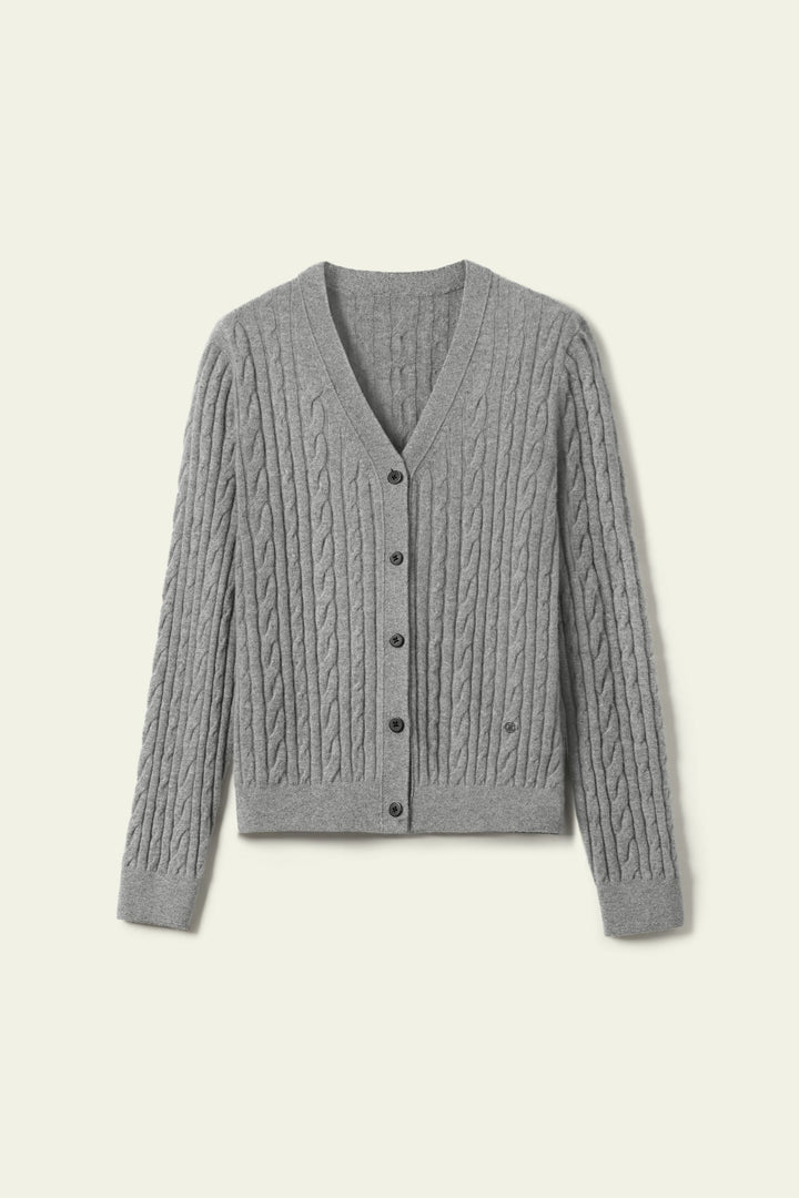Cable Knit V Neck Cardigan