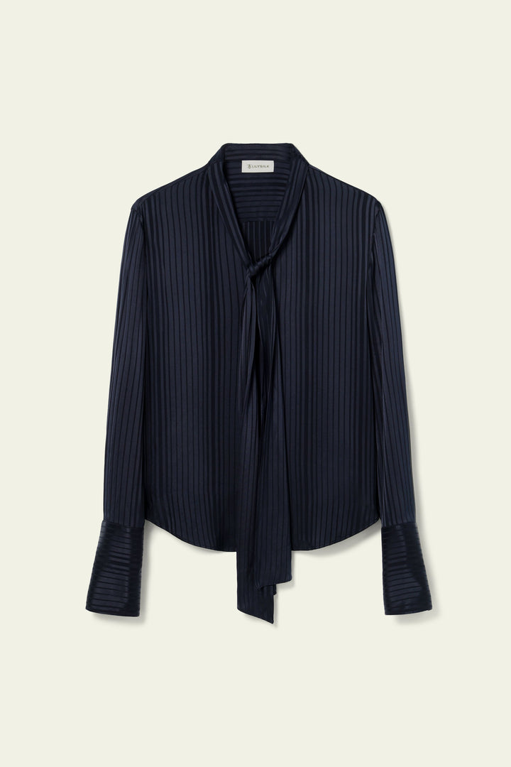 Silk Blouse with a Detachable Ribbon