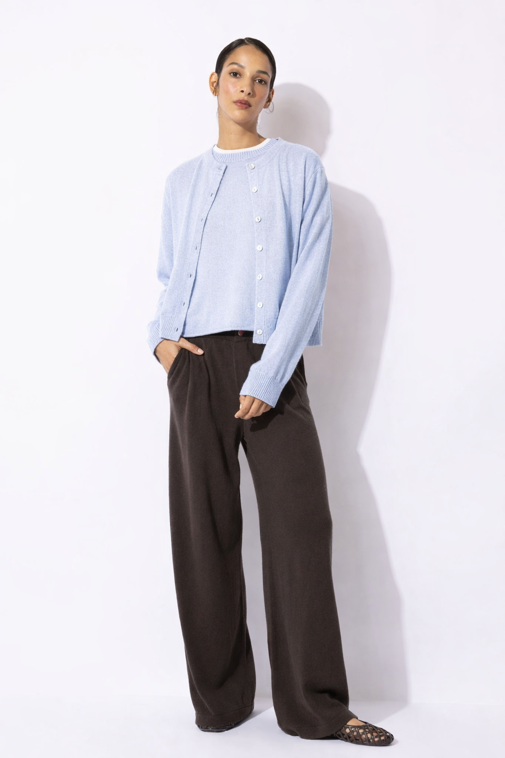 Classic Knit Cardigan with Ribbed Hem