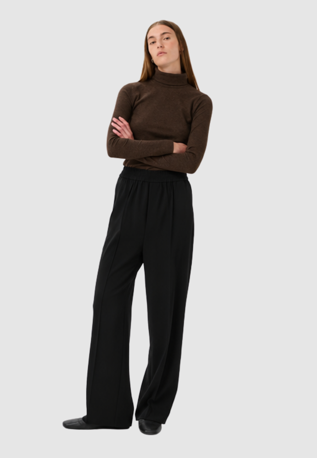 DagnaIW Rollneck Melange T-shirt - Brown