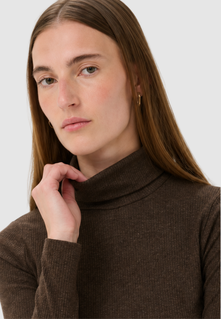 DagnaIW Rollneck Melange T-shirt - Brown