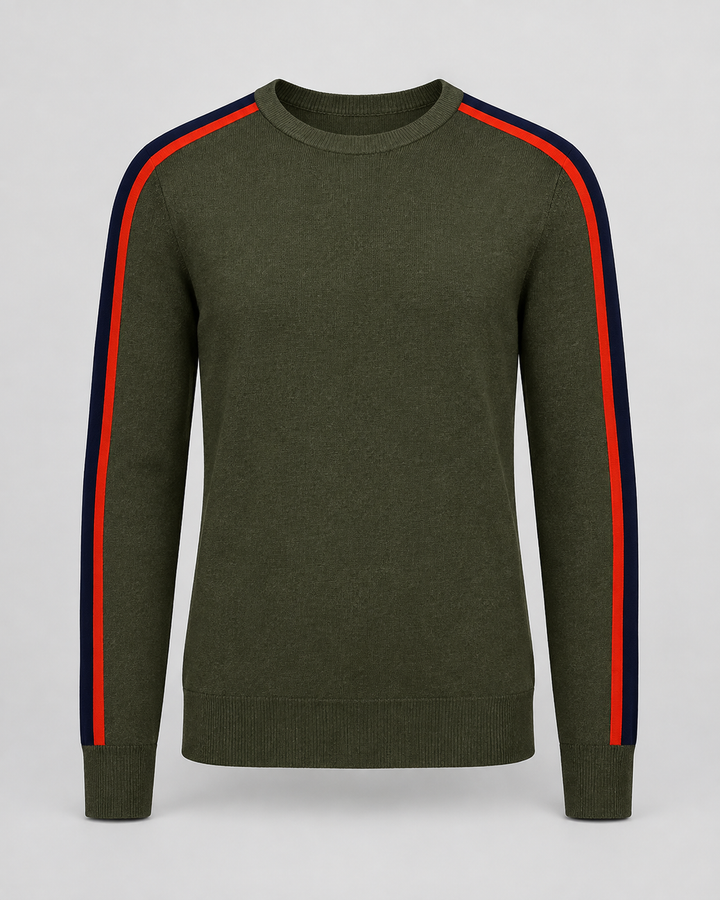 Side Stripe Sweater - Military