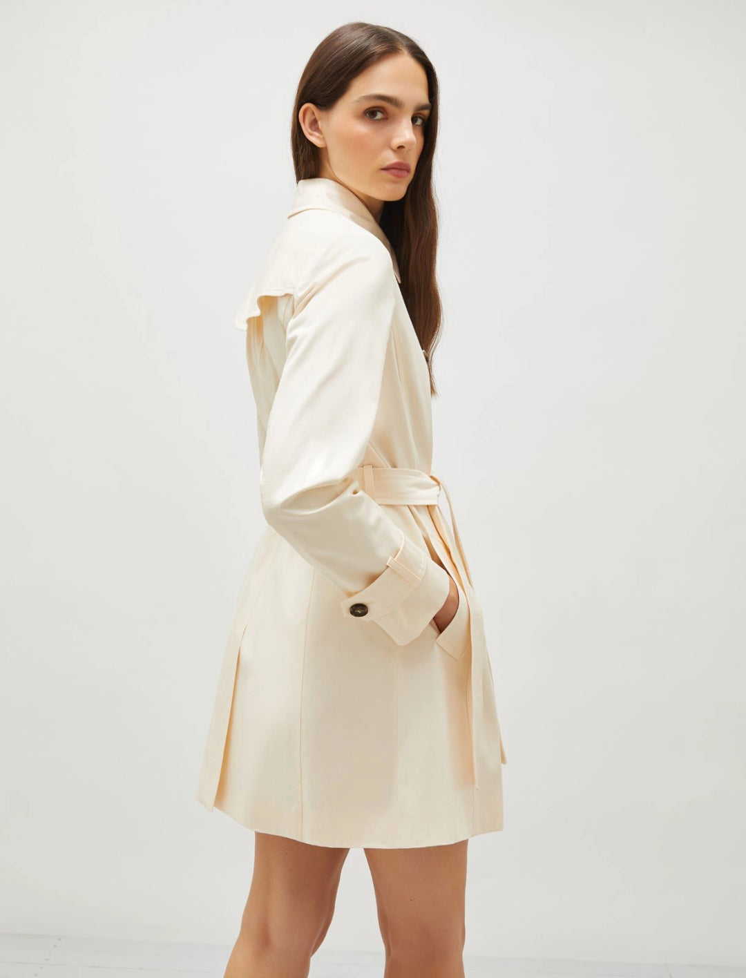 Stretch Satin Trench Coat