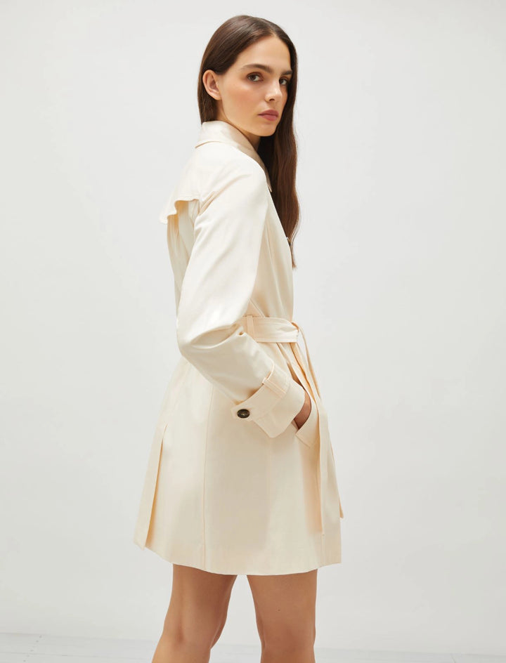 Stretch Satin Trench Coat