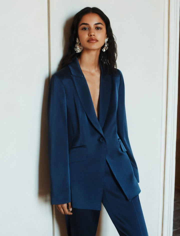 Mlletereo Satin Blazer - Navy