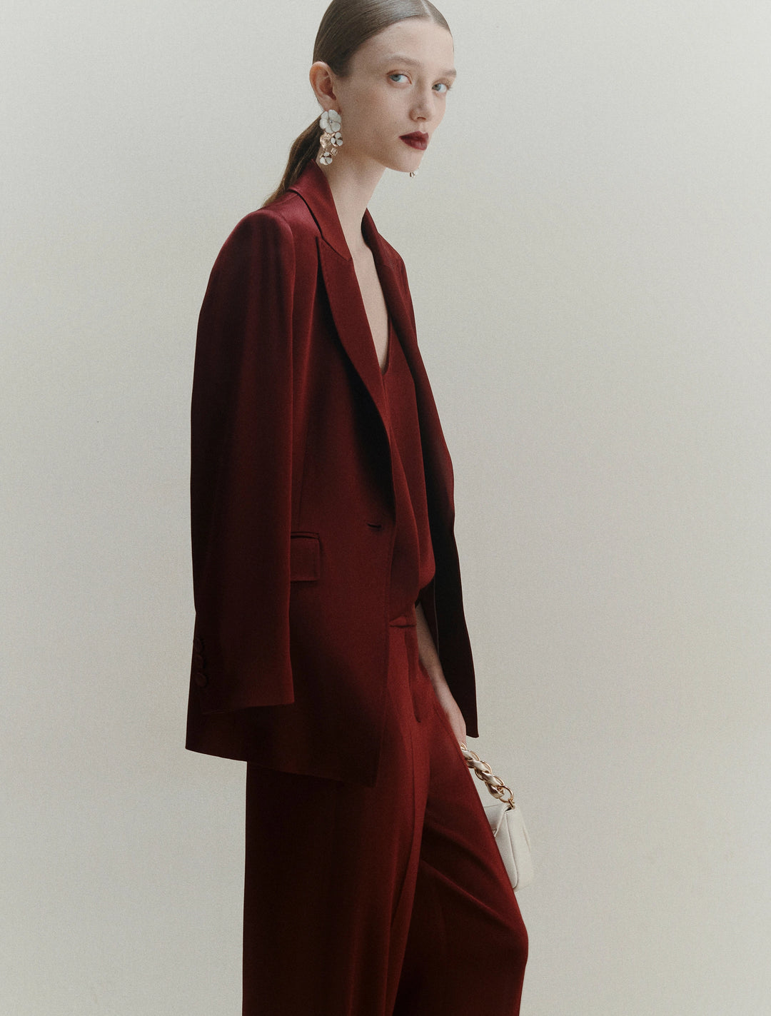 Cognac Satin Blazer