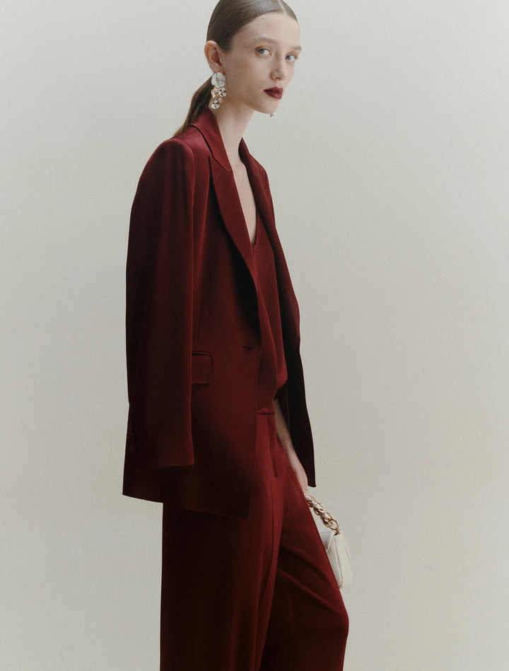 Cognac Satin Blazer