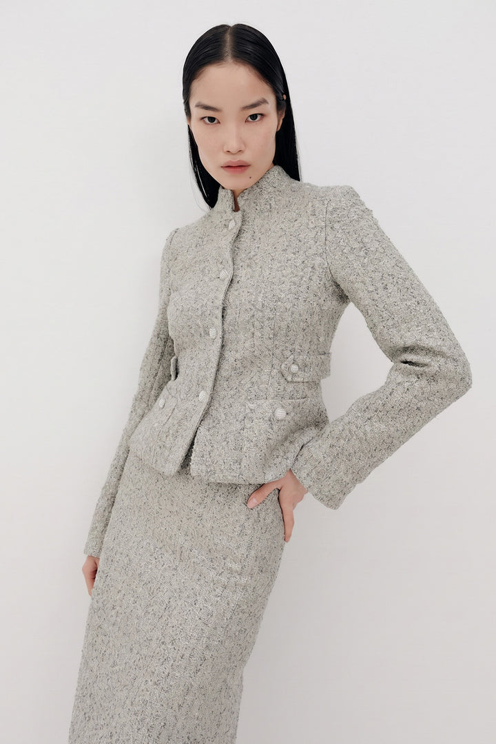 Silvia Tweed Jacket - Silver