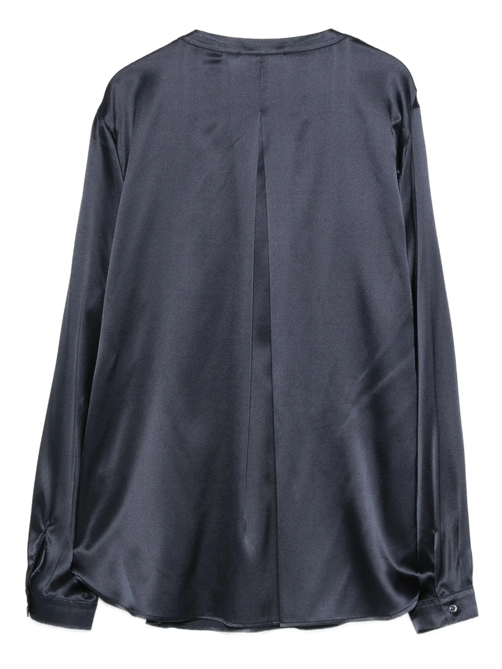 Split Neck Blouse - Blue