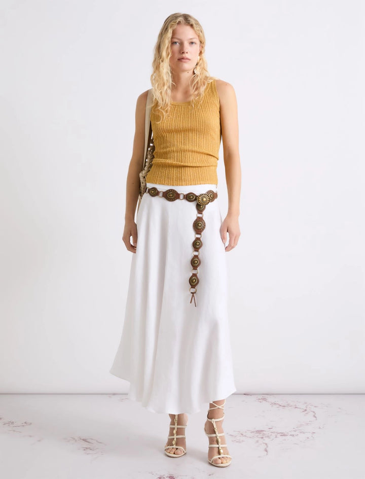 Linen Basketweave Mllgiostra Skirt - Optical White