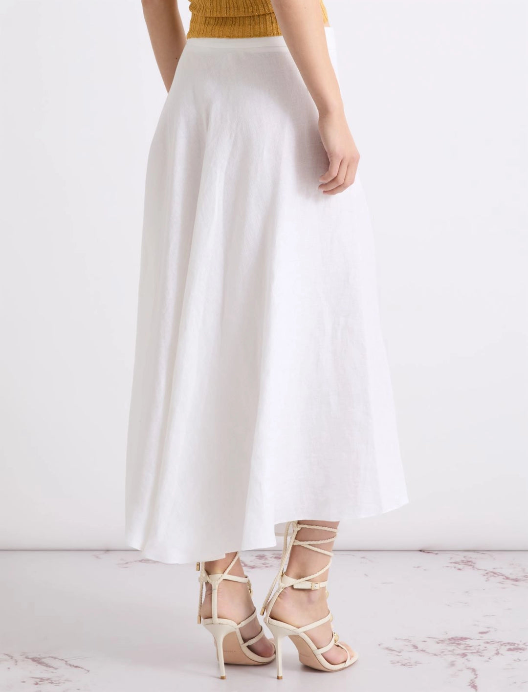 Linen Basketweave Mllgiostra Skirt - Optical White