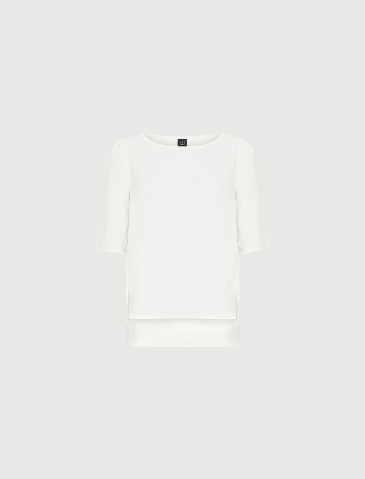 Vanessa Elbow Sleeve Top in White