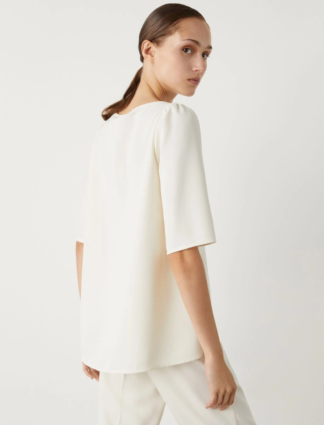 Vanessa Elbow Sleeve Top in White