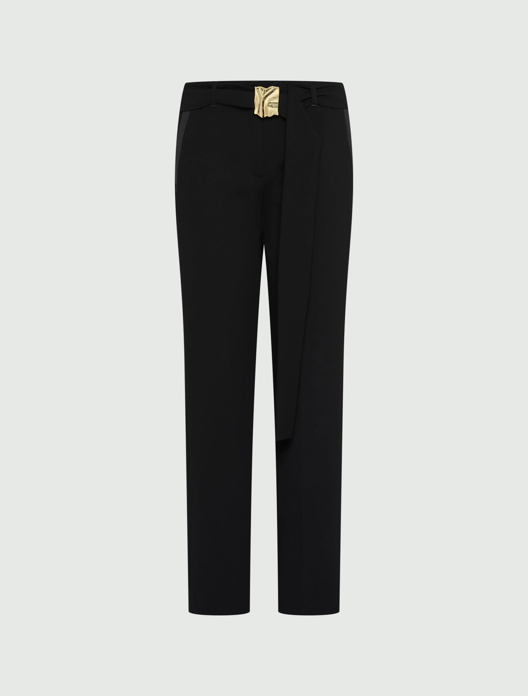 Straight-fit Belted Trousers - BLACK