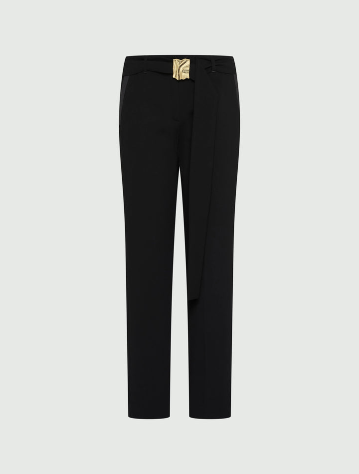 Straight-fit Belted Trousers - BLACK