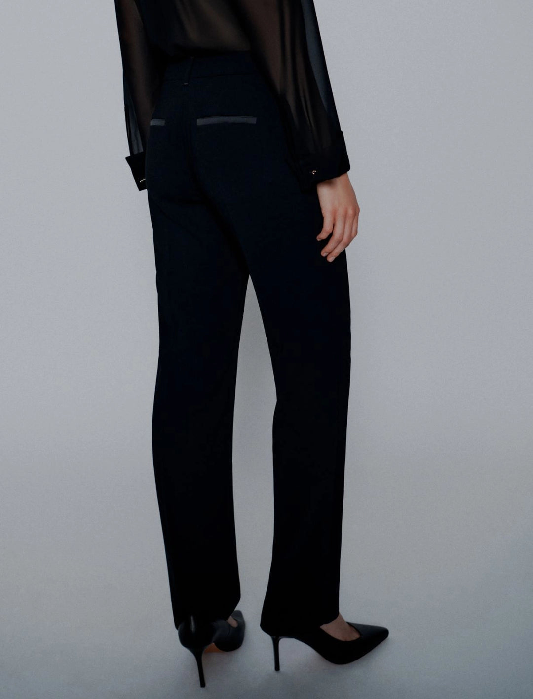 Straight-fit Belted Trousers - BLACK