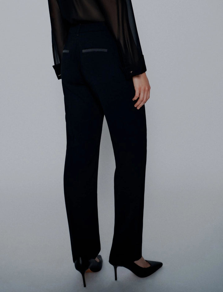 Straight-fit Belted Trousers - BLACK