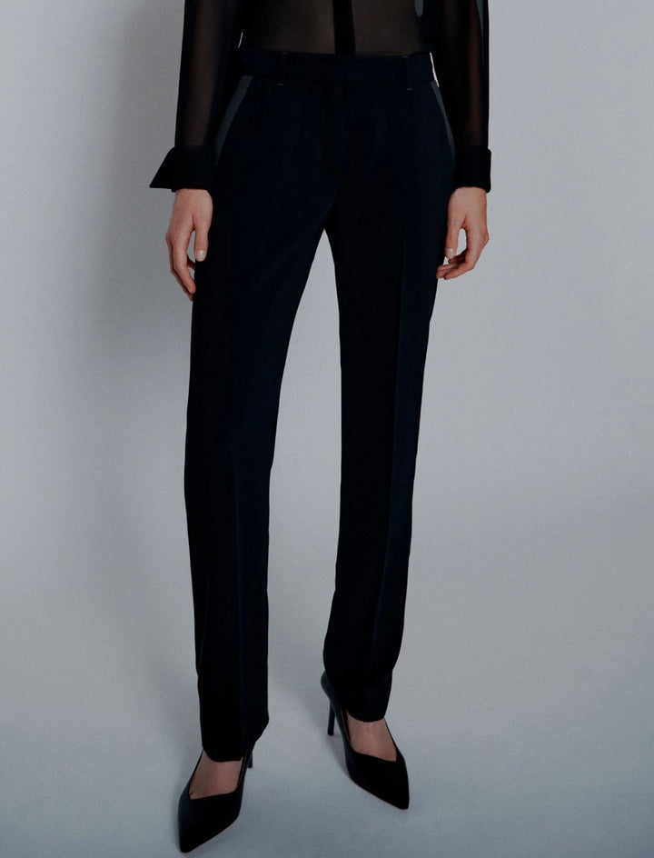 Straight-fit Belted Trousers - BLACK