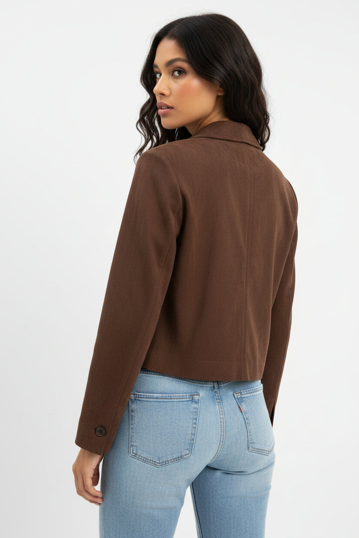Faux Suede Jacket - Chocolate