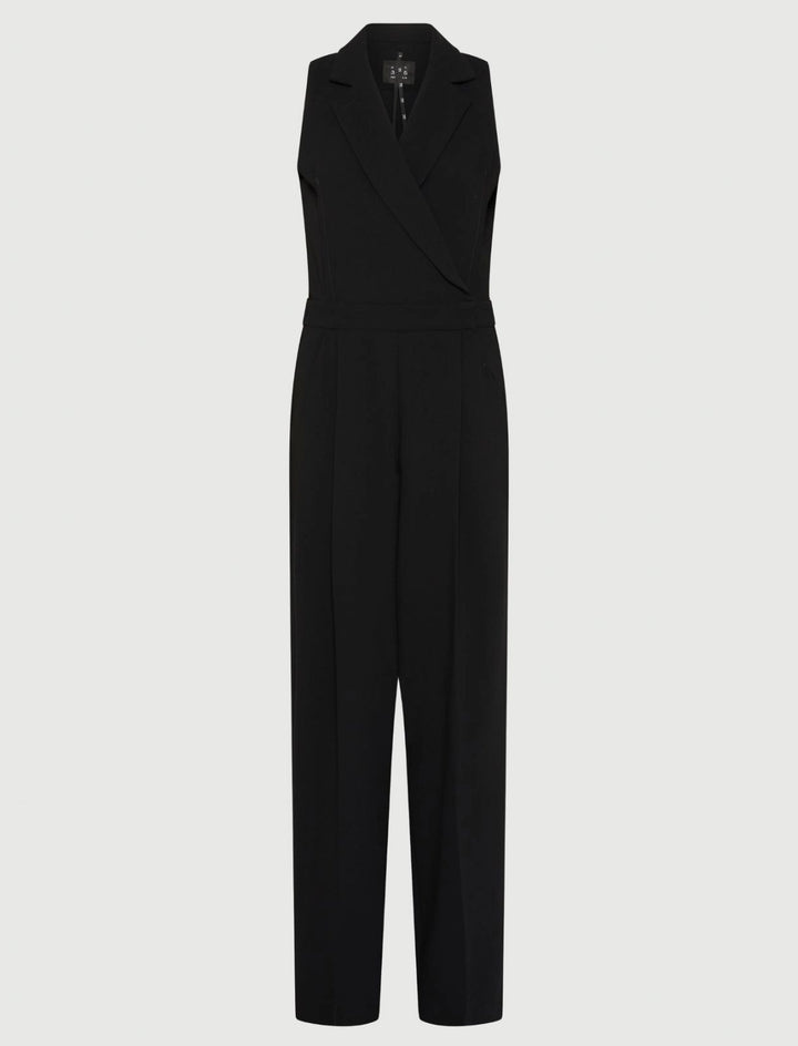 Black jumpsuit on a light gray background