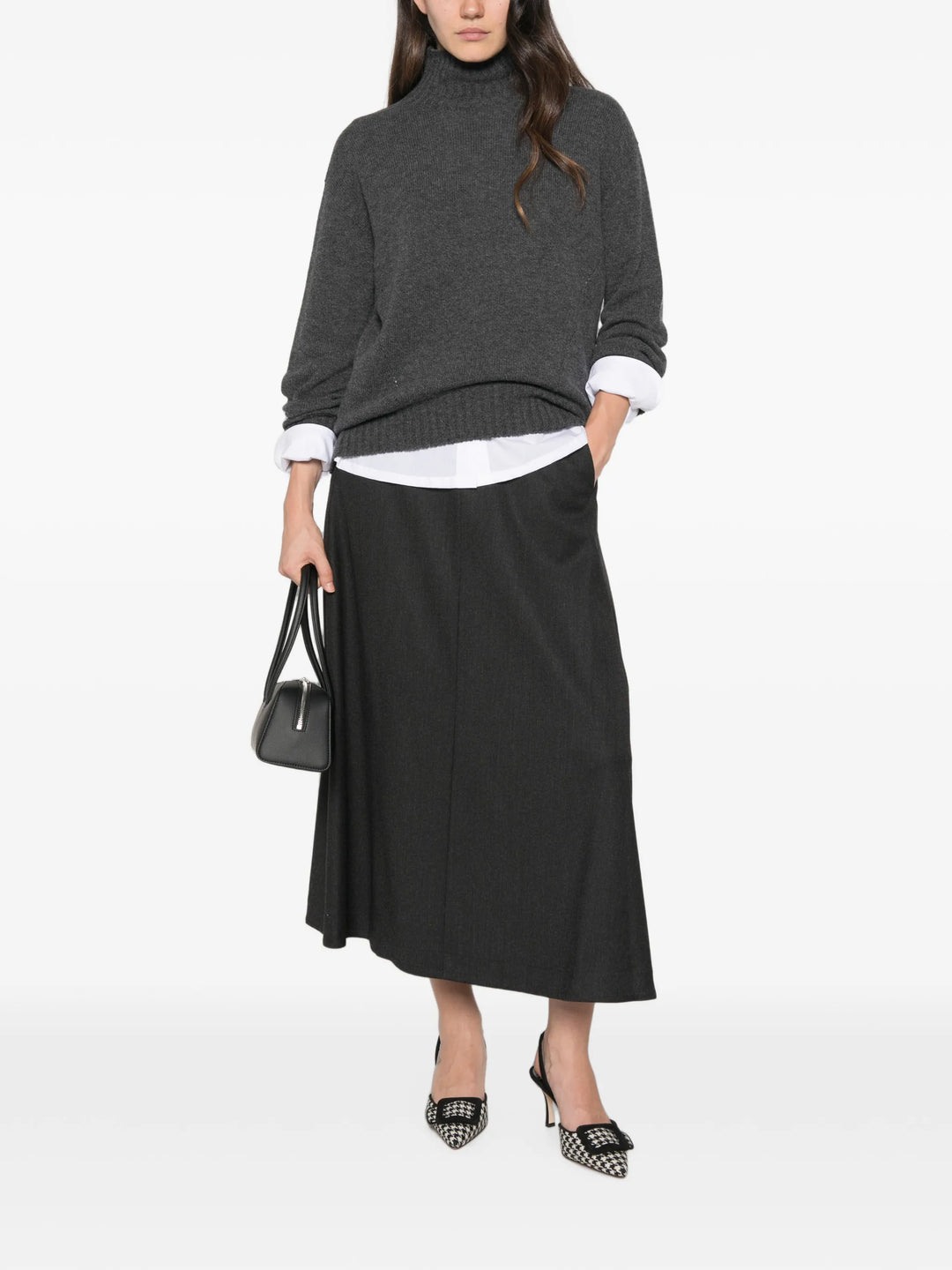 High-Neck Ribbed-Trim Sweater