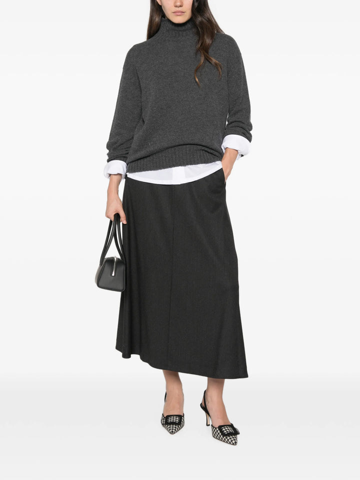 High-Neck Ribbed-Trim Sweater