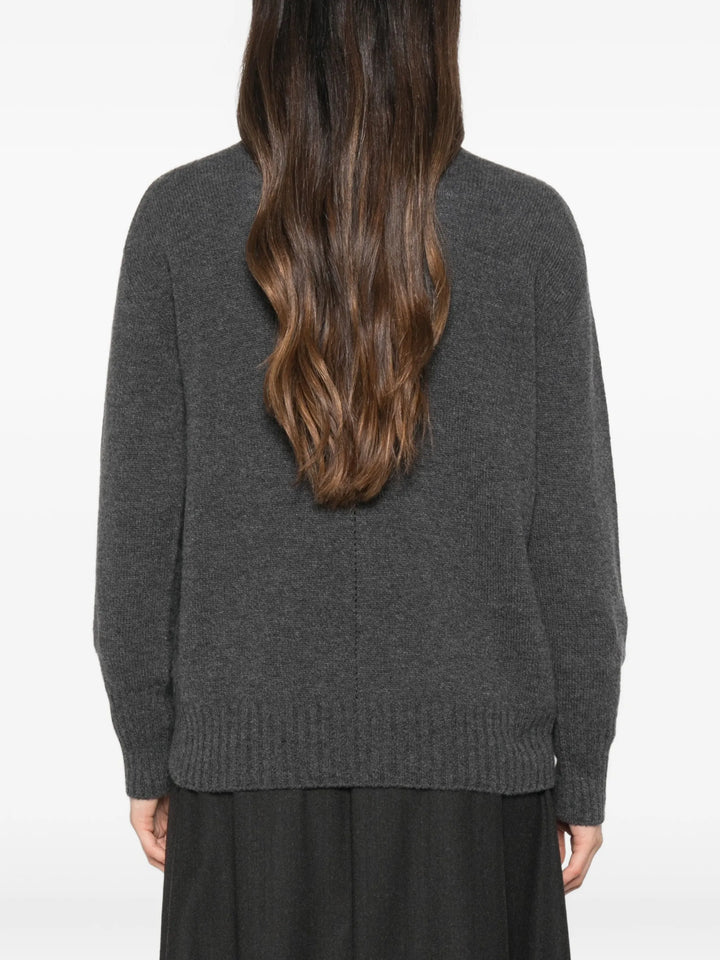 High-Neck Ribbed-Trim Sweater