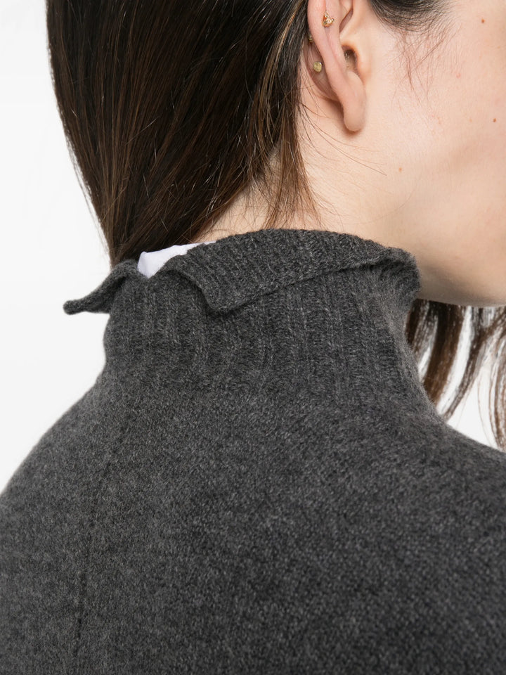 High-Neck Ribbed-Trim Sweater