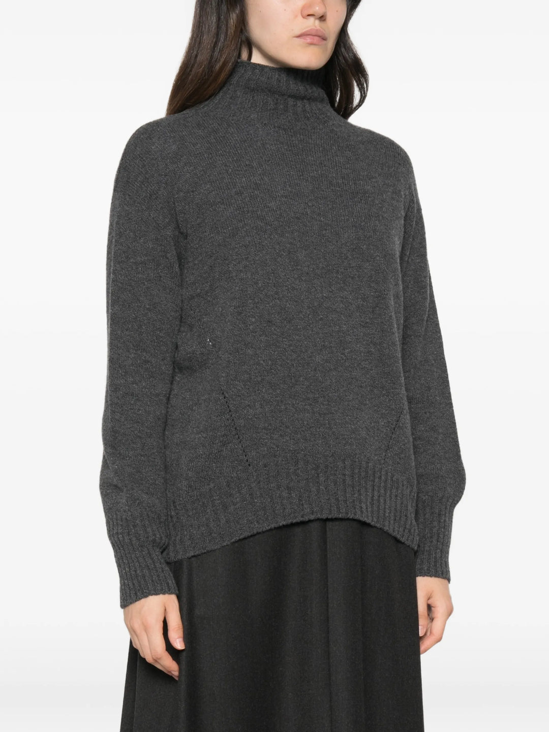 High-Neck Ribbed-Trim Sweater