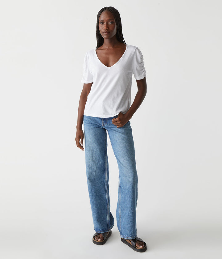 Josie Ruched V Neck Tee