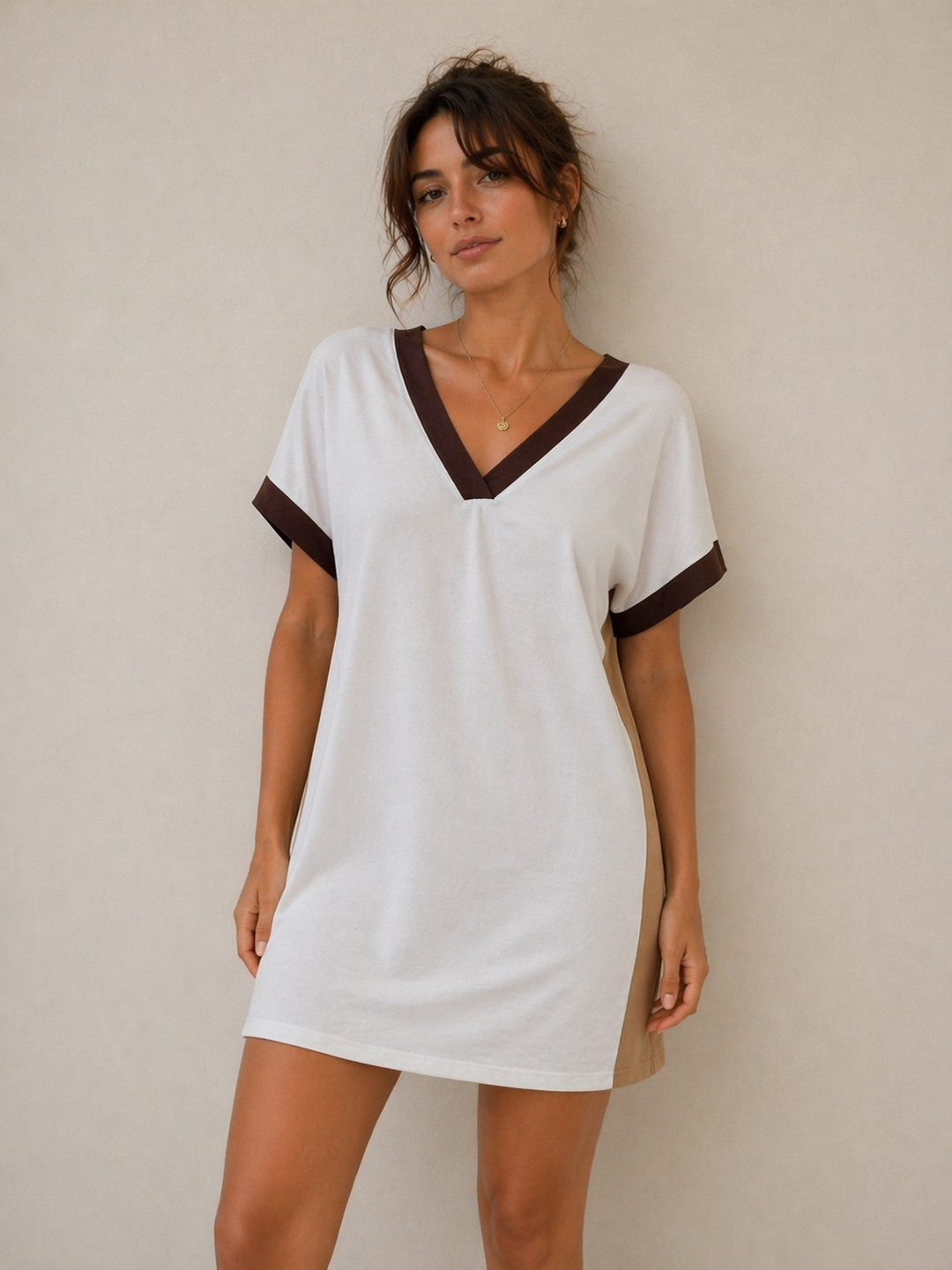 Tri Color Dress - Cappuccino
