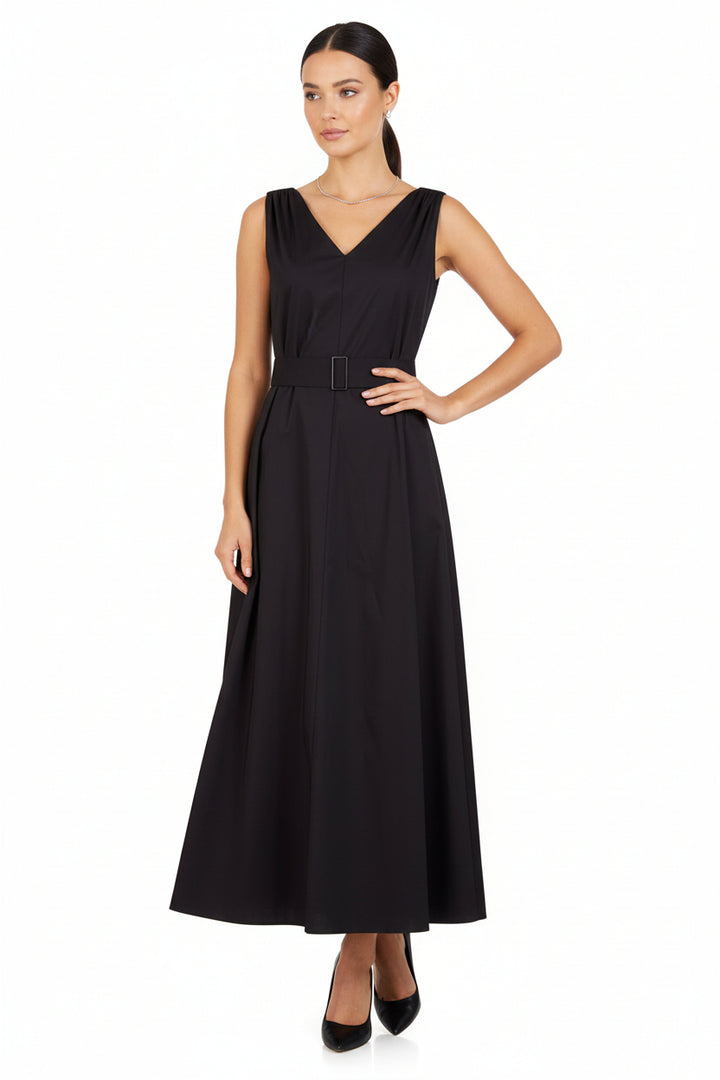 Sleeveless V Neck A Line Dress - Nero