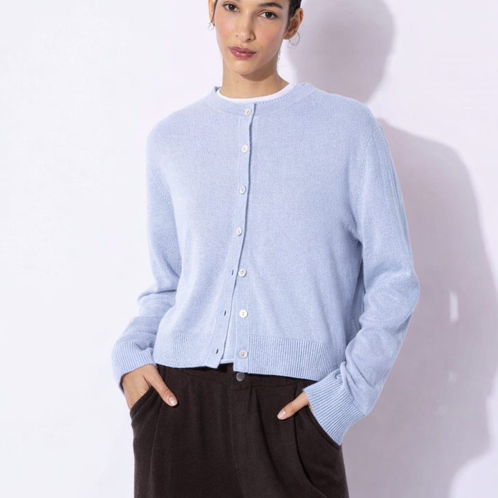 Classic Knit Cardigan with Ribbed Hem