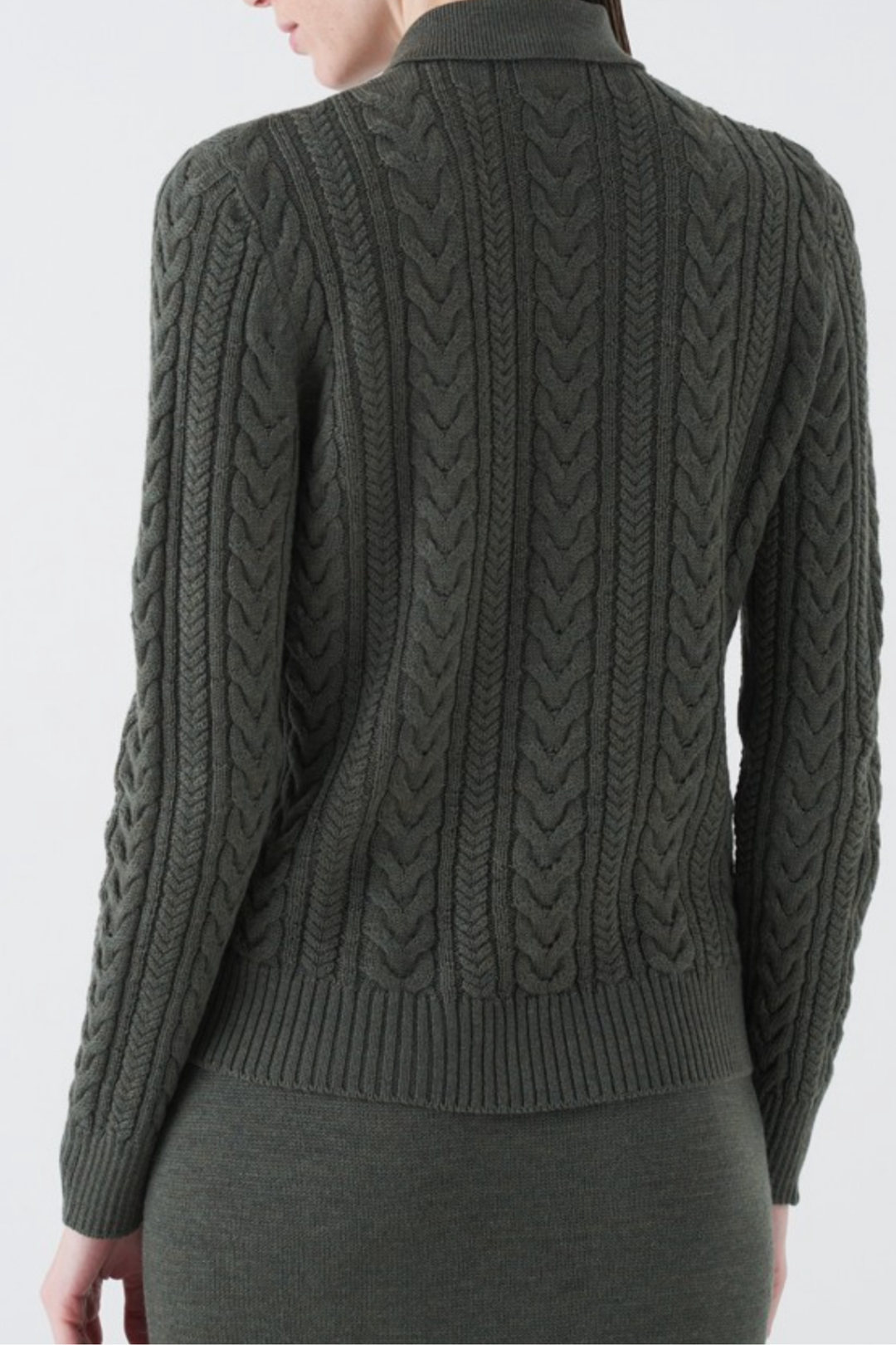 Cable Zip Neck Sweater - Borneo