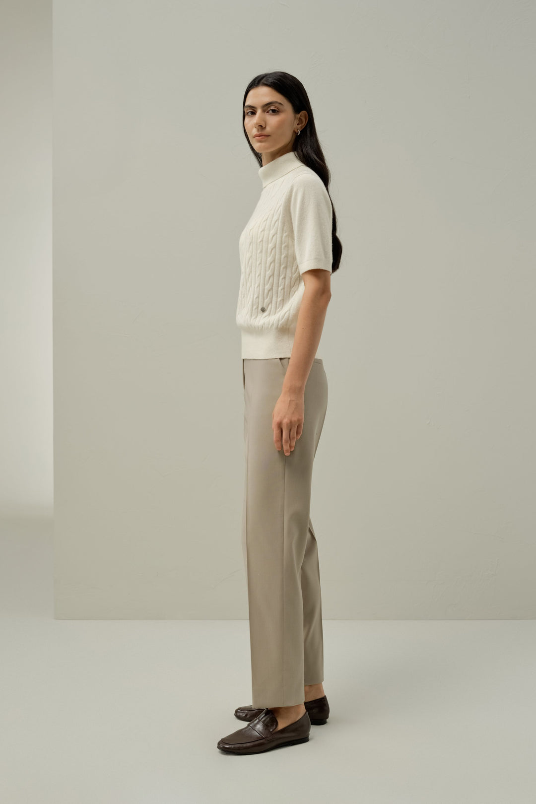 Cable-Knit Baby Cashmere Turtleneck Top