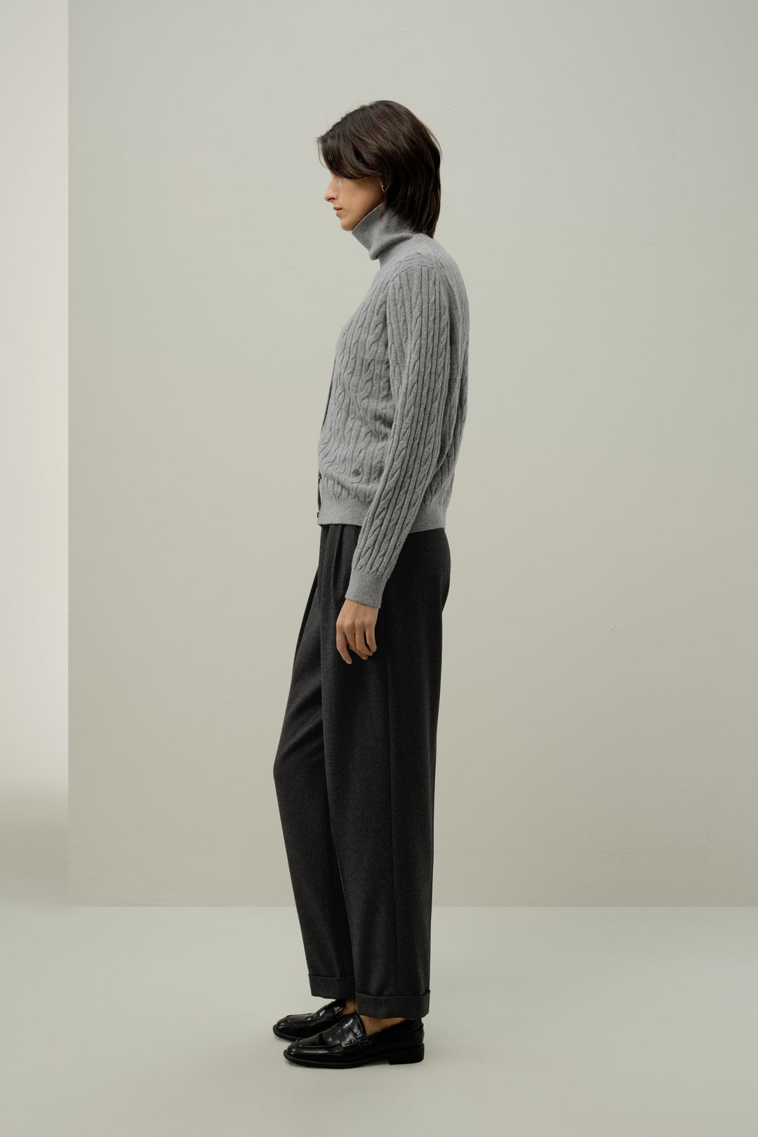 Cable Knit V Neck Cardigan