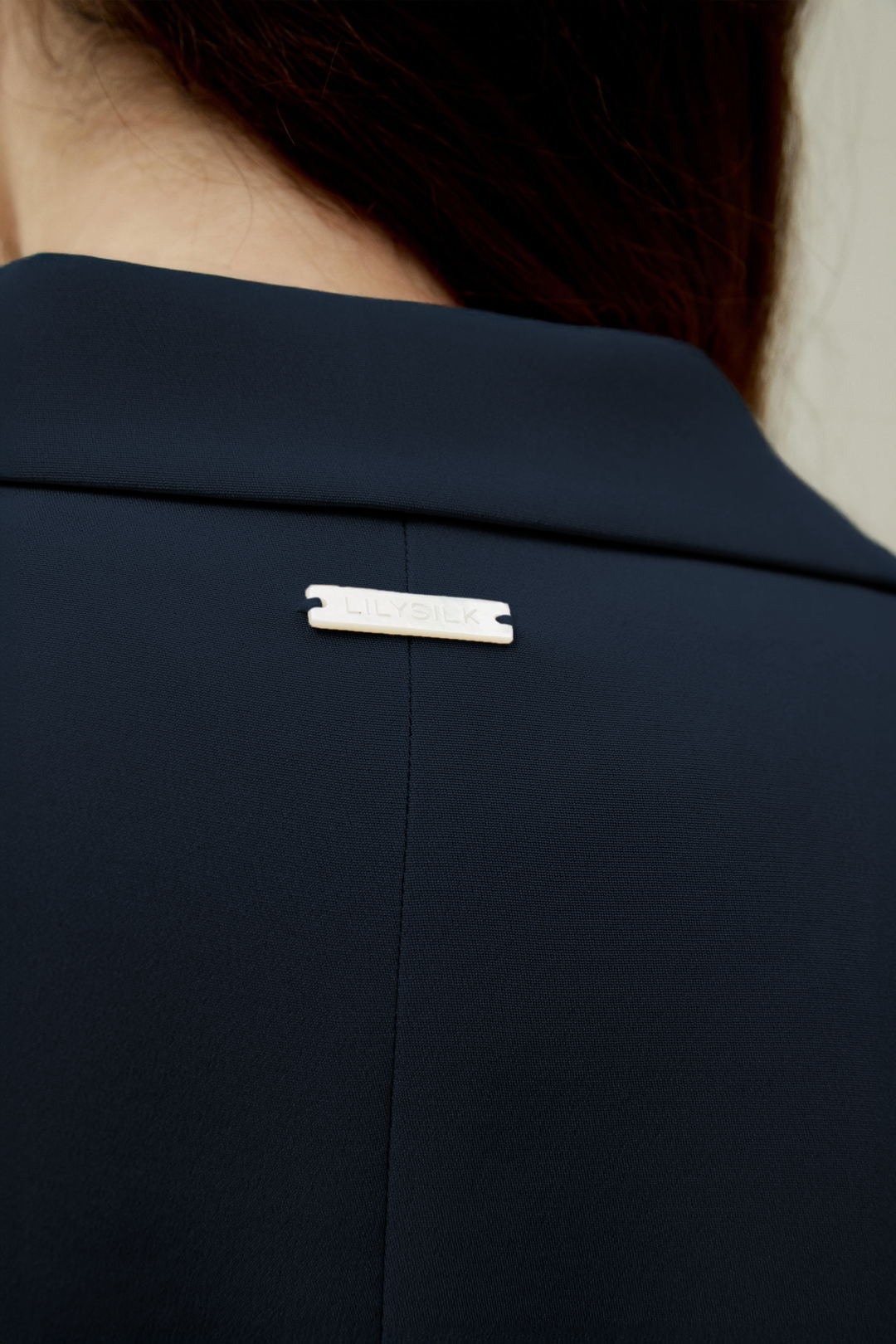 One Button Silk Blazer - Midnight Blue