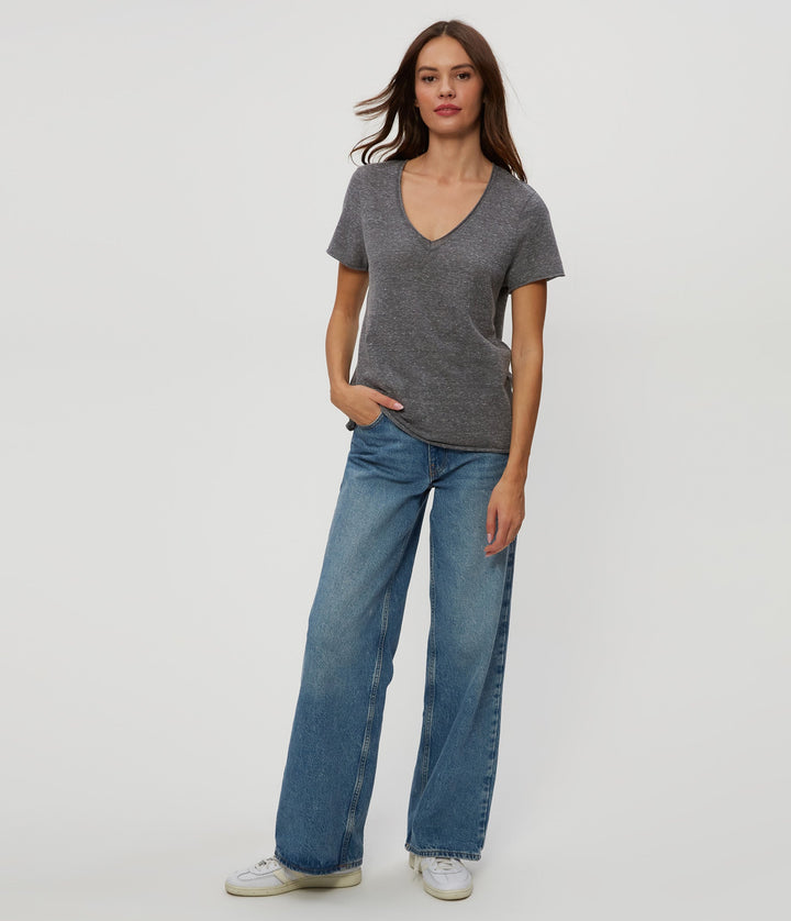 Vera V Neck Tee - Charcoal