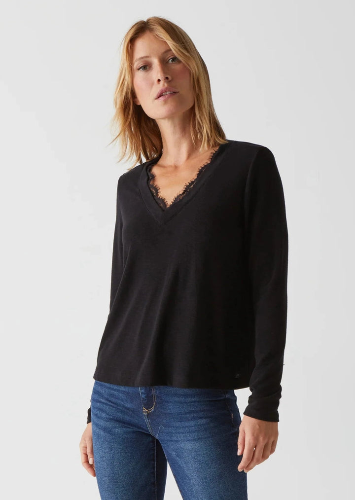 Bebe Relaxed V-Neck with Lace