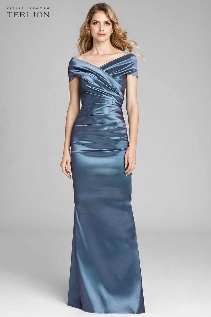 Off The Shoulder Stretch Portrait Gown - Slate