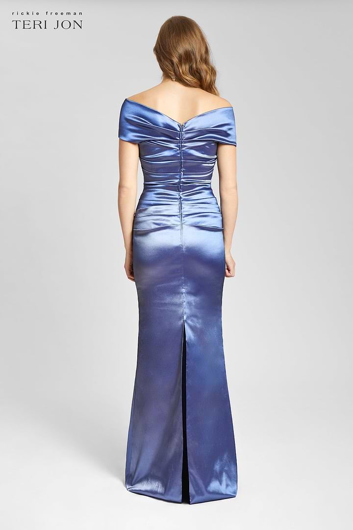 Off The Shoulder Stretch Portrait Gown - Slate