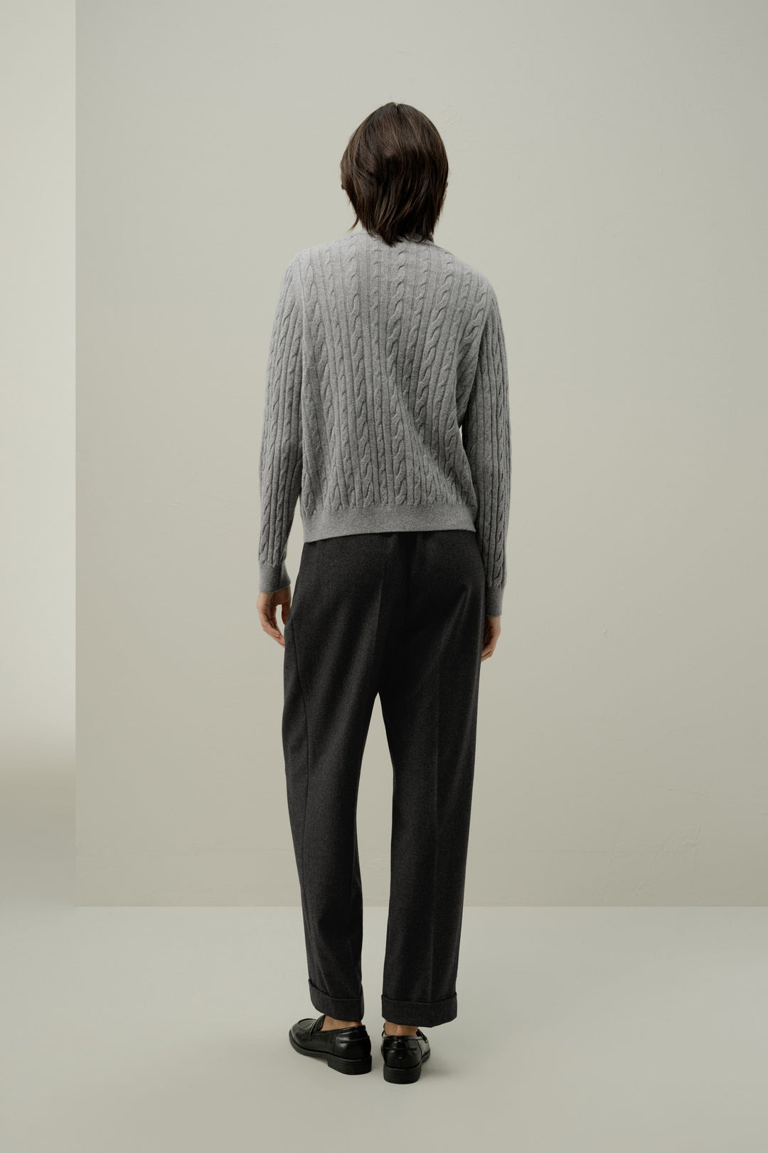 Cable Knit V Neck Cardigan