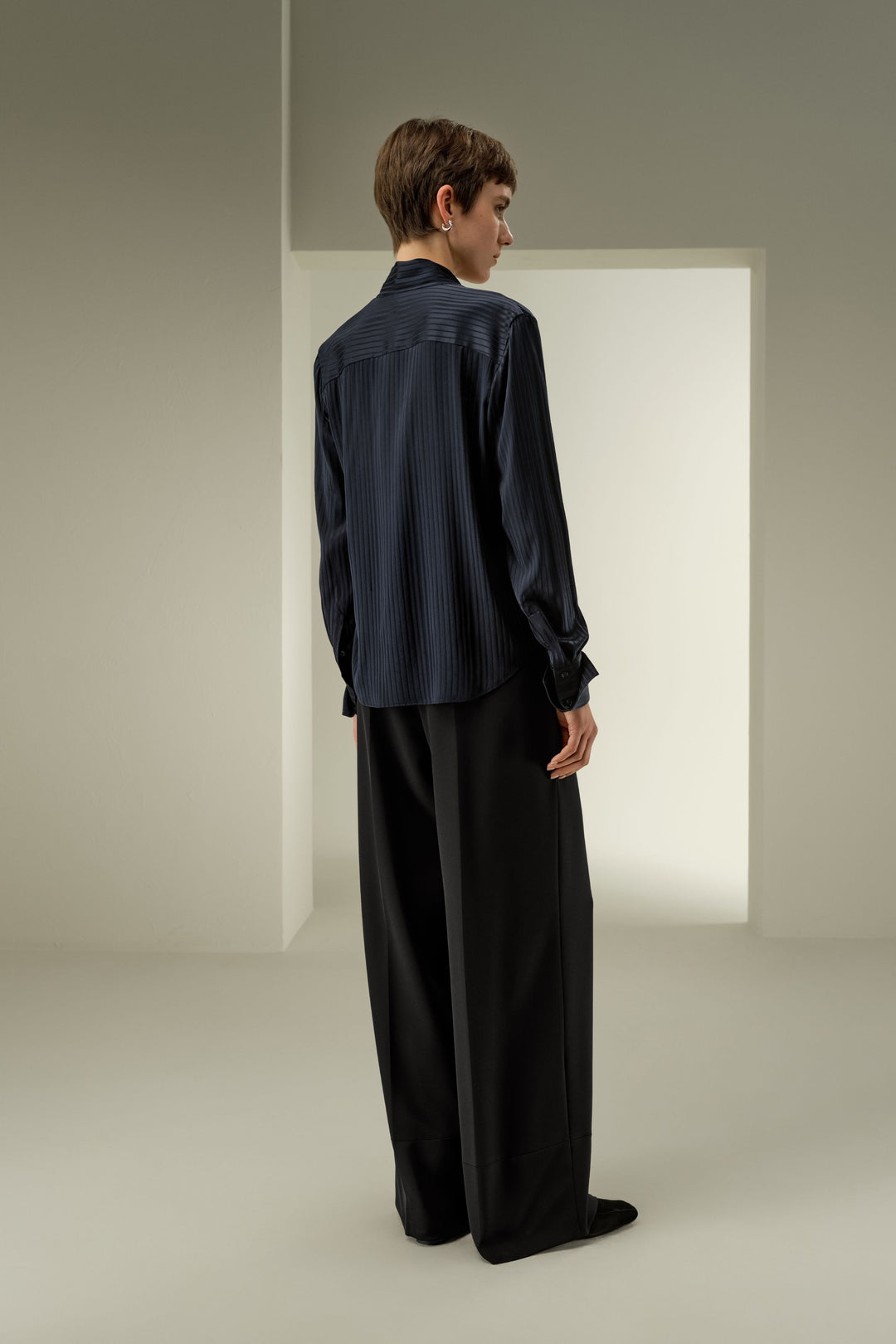 Silk Blouse with a Detachable Ribbon