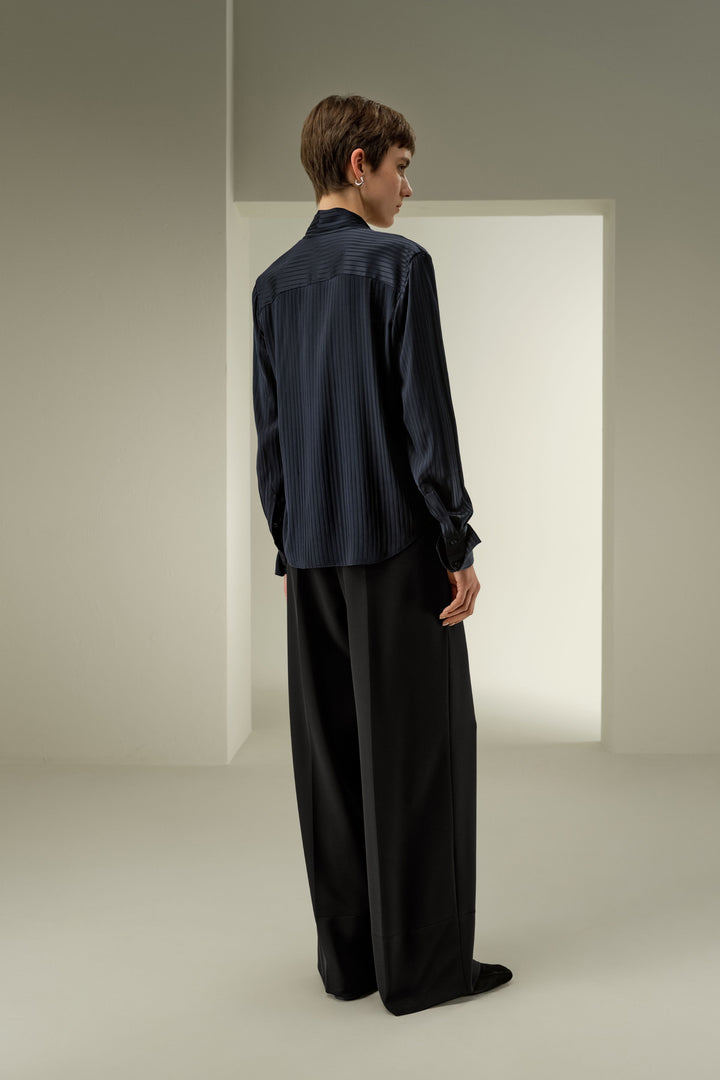 Silk Blouse with a Detachable Ribbon